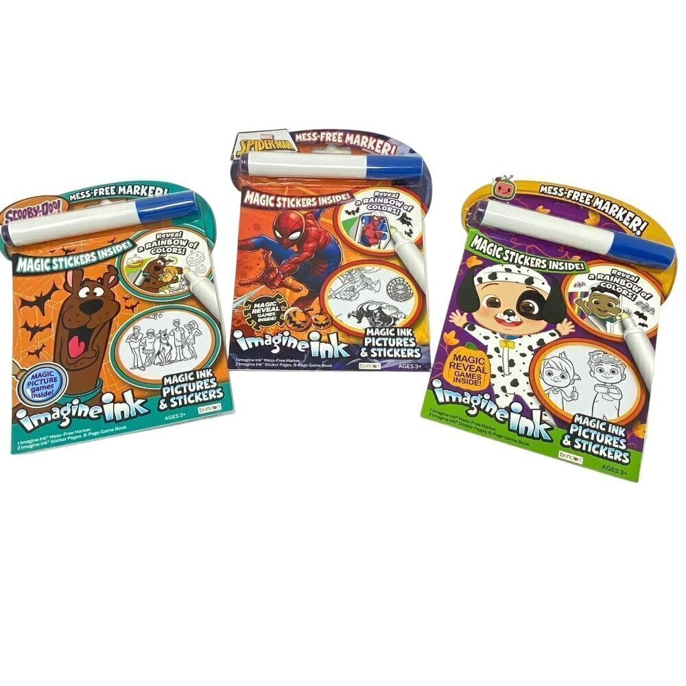 CoComelon/ Scooby Doo/ Spider-Man Halloween Bendon Imagine Ink Sticker Book